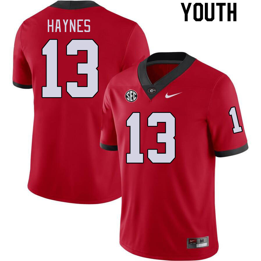 Georgia Bulldogs Youth Zeed Haynes #13 Red Stitched College UGA Football Jersey 23UI012QG